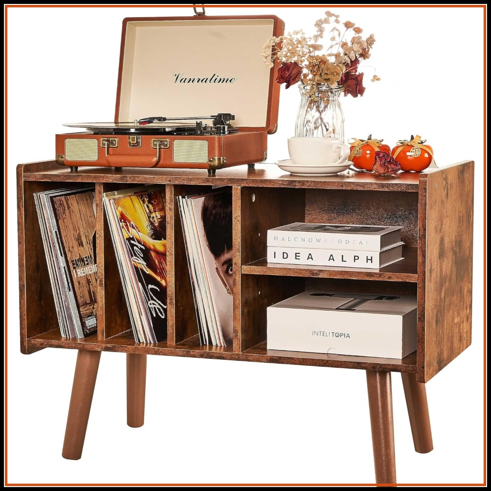 Display Stand Wood - Record Player Stand with Vinyl Storage,