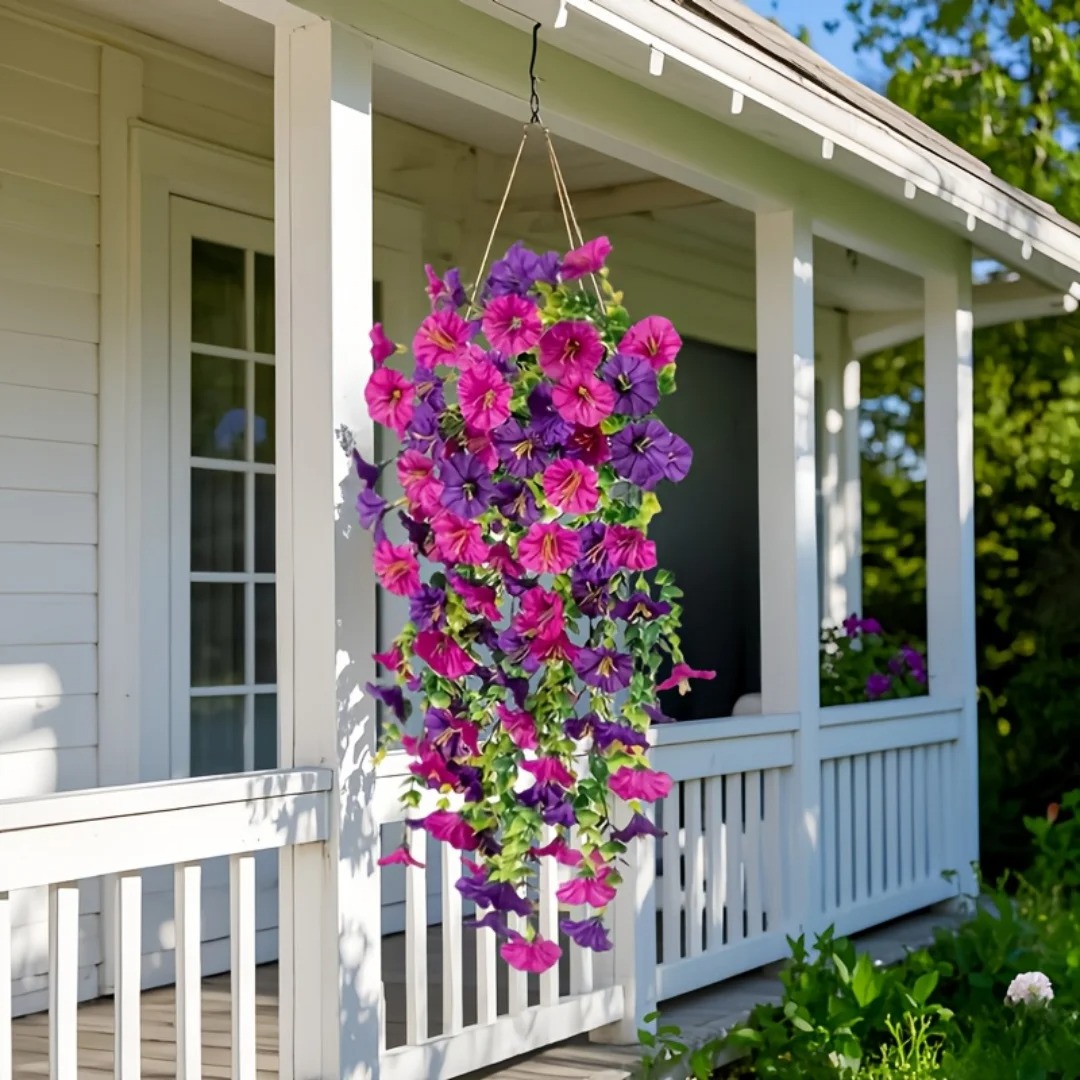 Bonsai Garden Festival - Artificial Flowers Silk Violet Wall Hanging-For