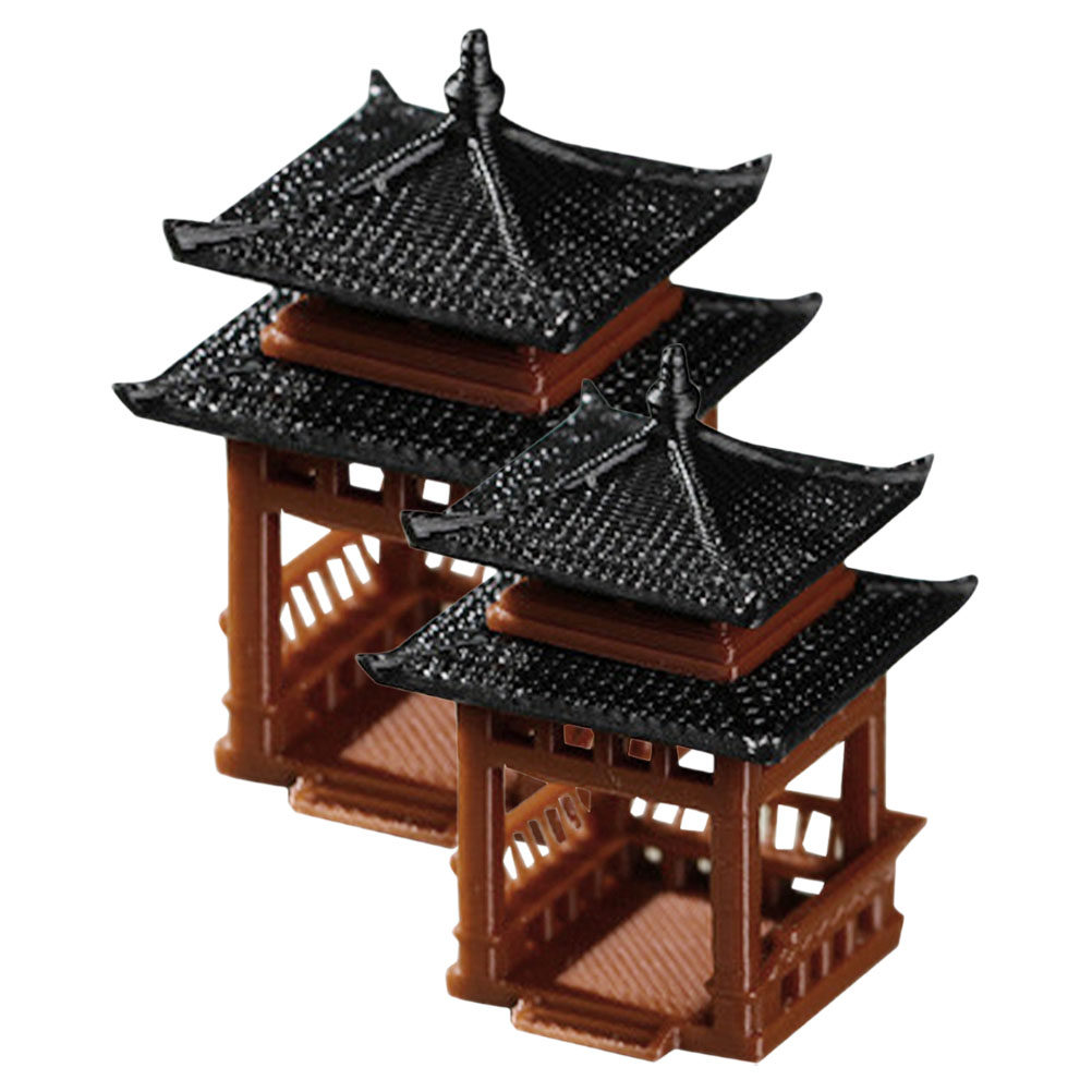 Bonsai Garden Landscape Design - 2Pcs Mini Pavilion Statue Ancient Architecture
