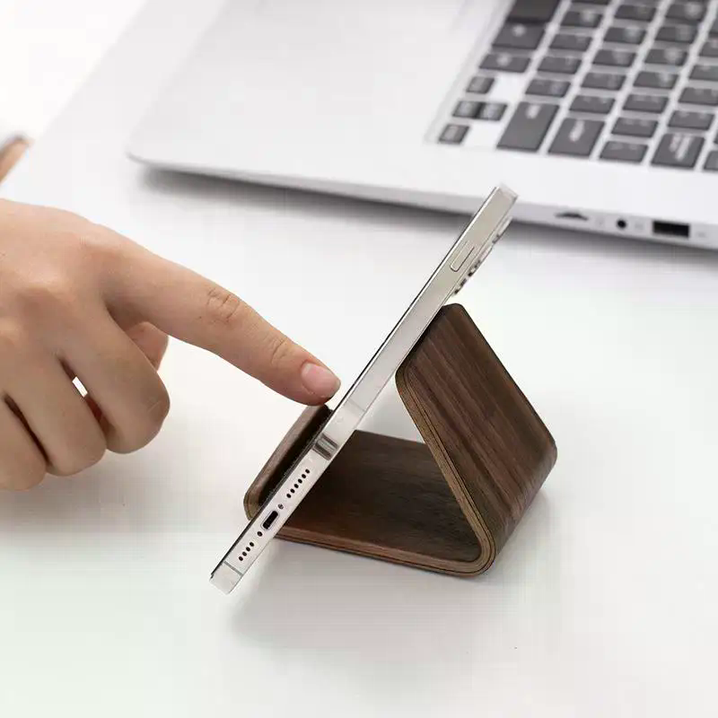 Display Stand Wood - Creative Home Office Desktop Decor Walnut