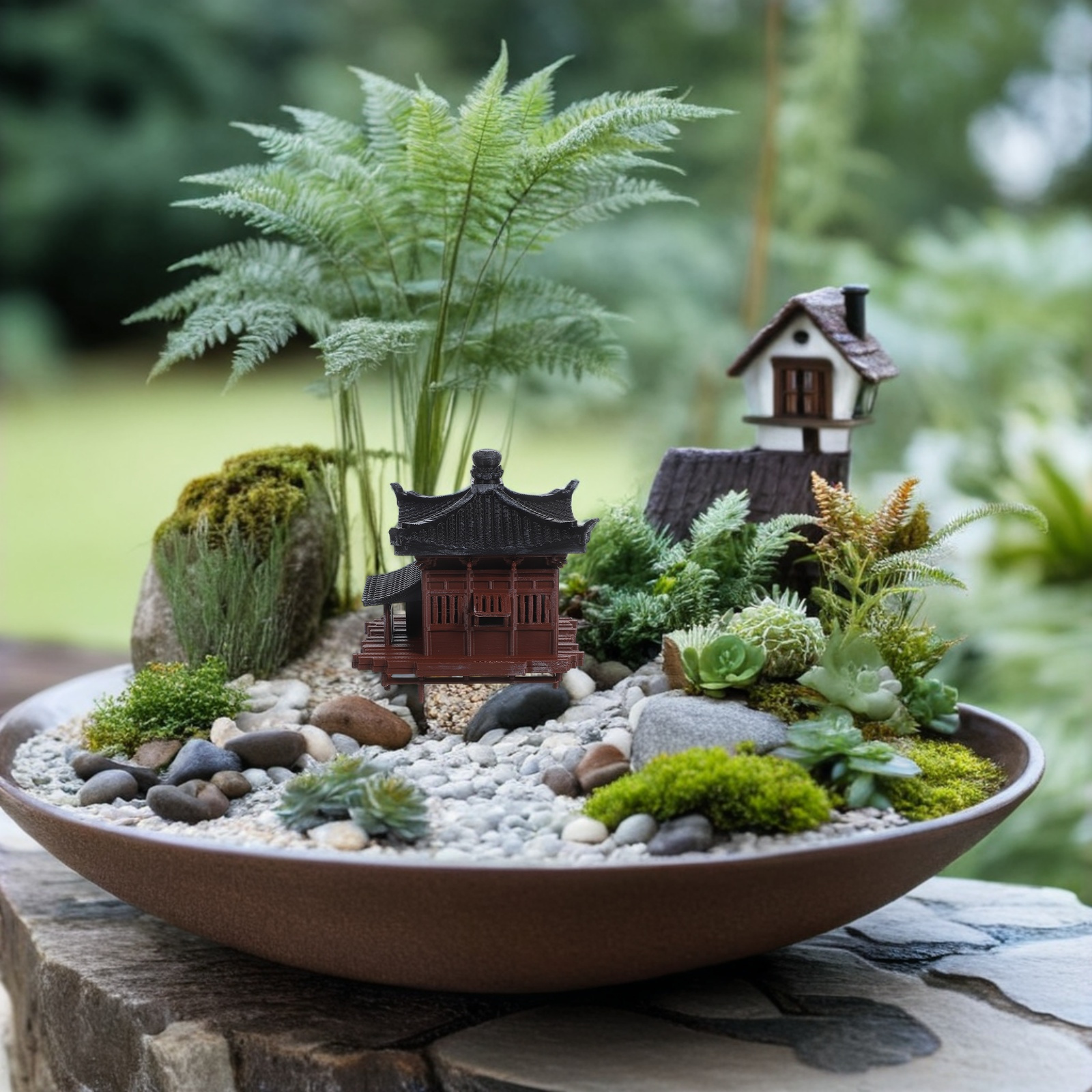 Miniature Chinese Pavilion Orn - Bonsai Garden Landscape Design 리뷰 및 가격