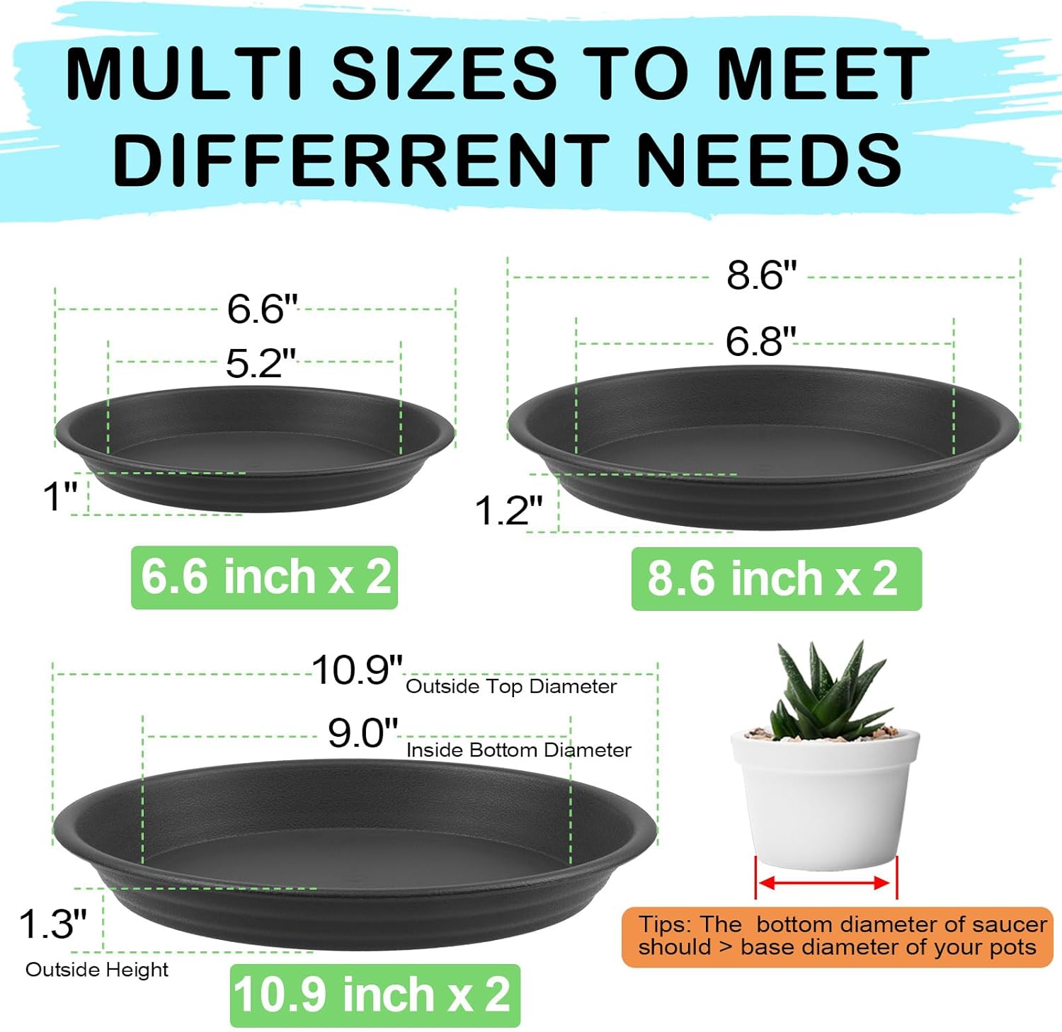 6 Pcs Plastic Plant Saucers, A - Drip Tray Saucer 리뷰 및 가격