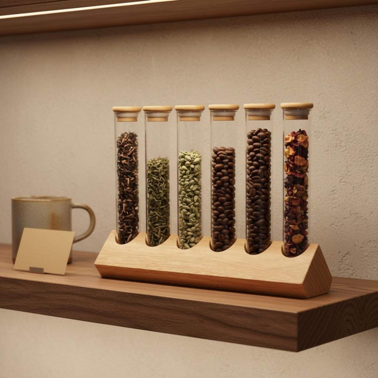 Glass Tube Container Set with  - Display Stand Wood 리뷰 및 가격