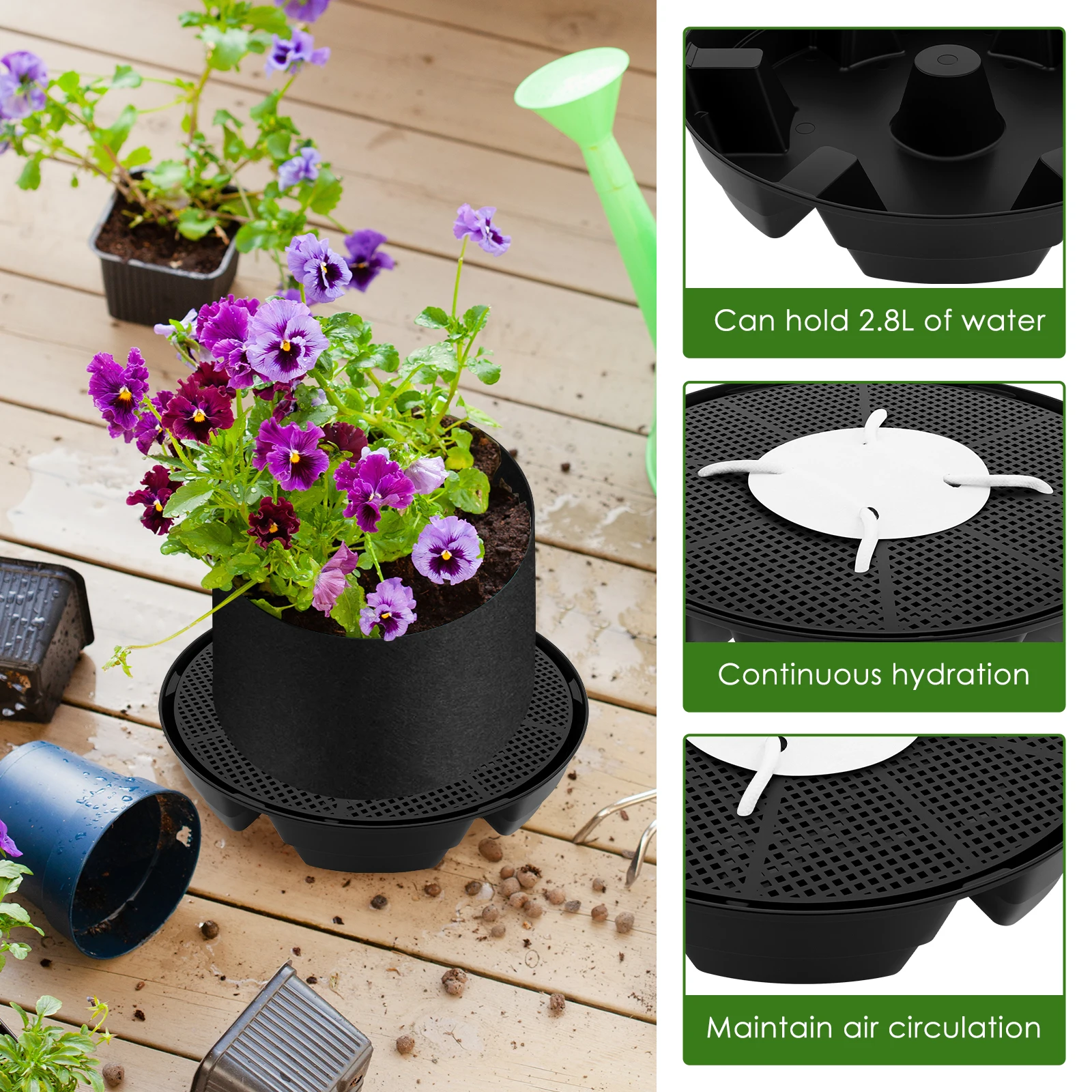 4Pcs Flower Pot Base 2.8L Self - Drip Tray Saucer 리뷰 및 가격