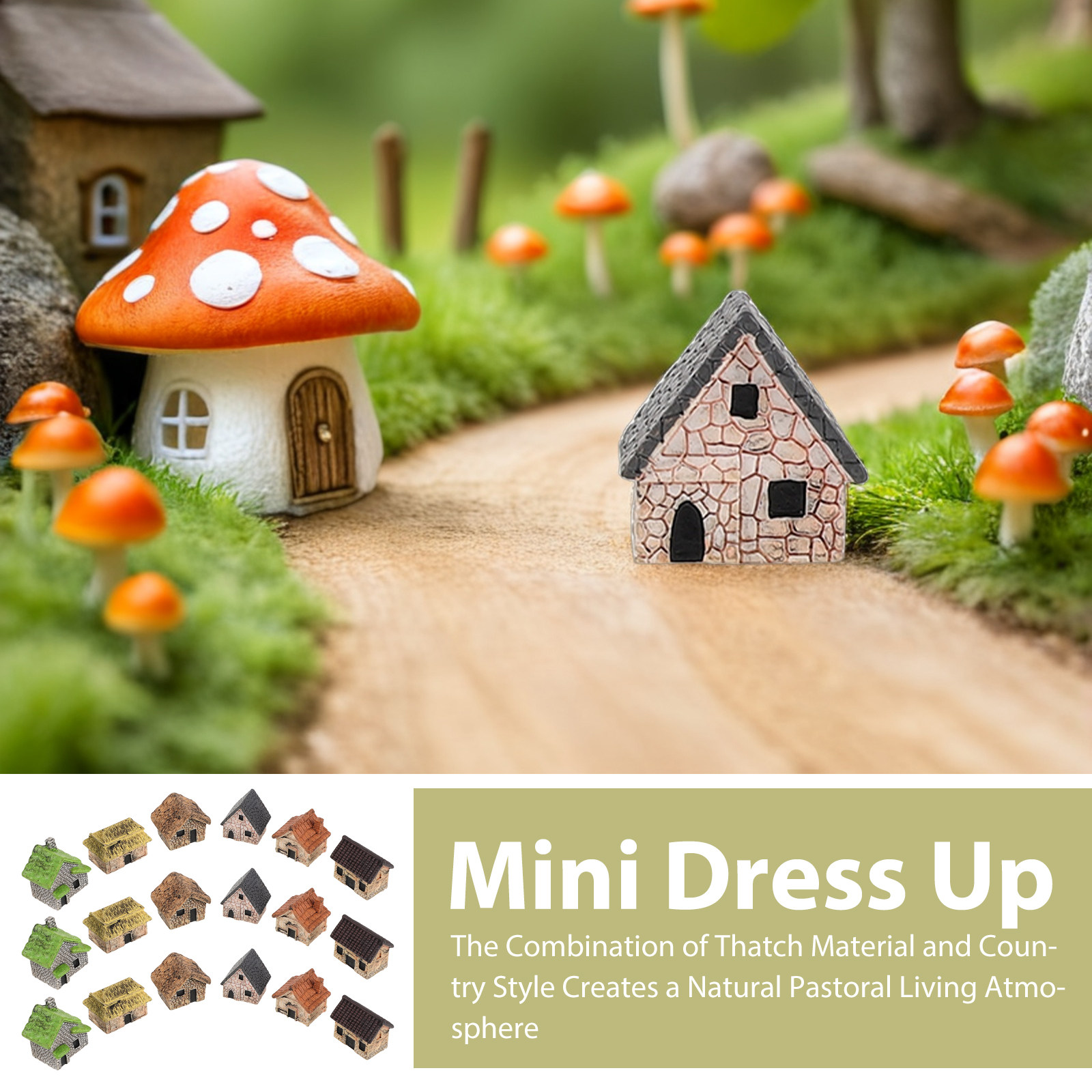 18Pcs Mini Resin Cottage Ornam - Bonsai Garden Landscape Design 리뷰 및 가격