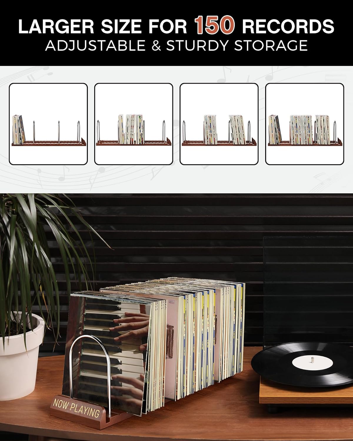 Vinyl Record Stand, 150 LP Sto - Display Stand Wood 리뷰 및 가격