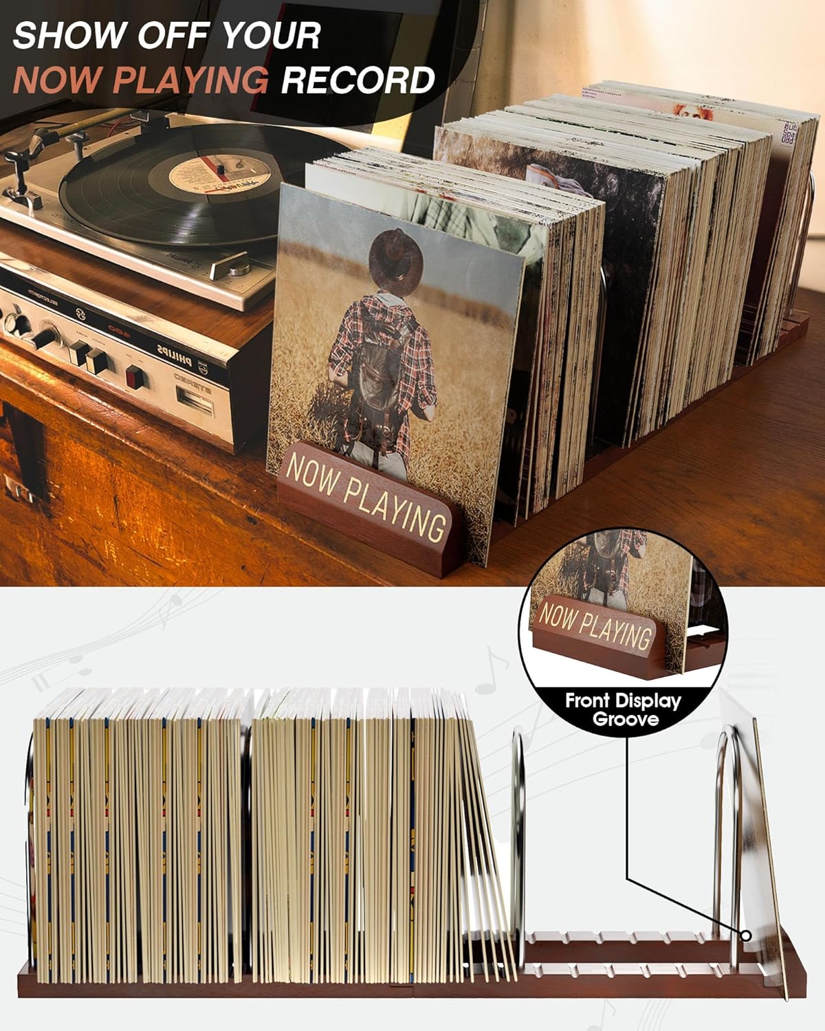 Vinyl Record Stand, 150 LP Sto - Display Stand Wood 리뷰 및 가격