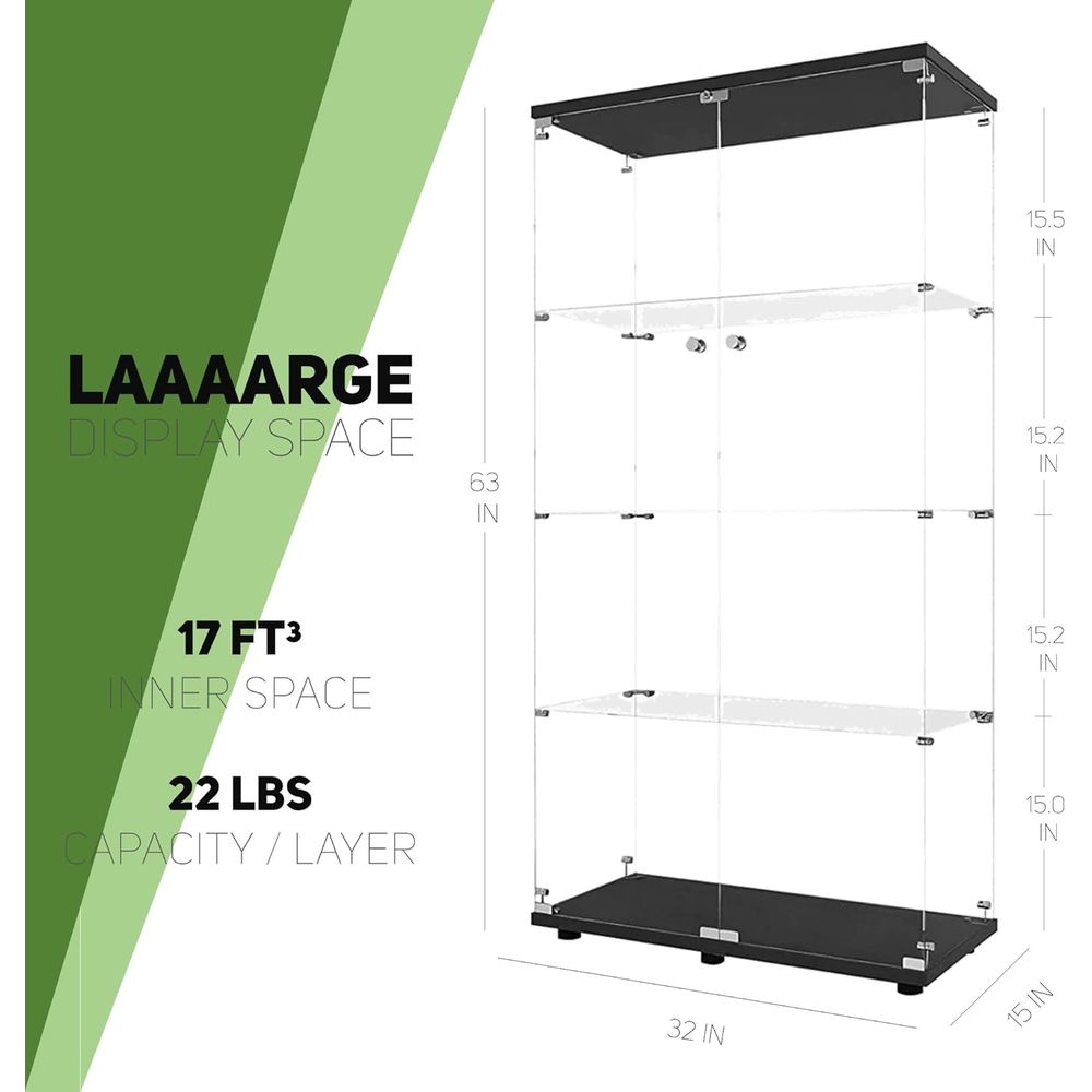 Black Floor Standing Glass Dis - Display Stand Wood 리뷰 및 가격