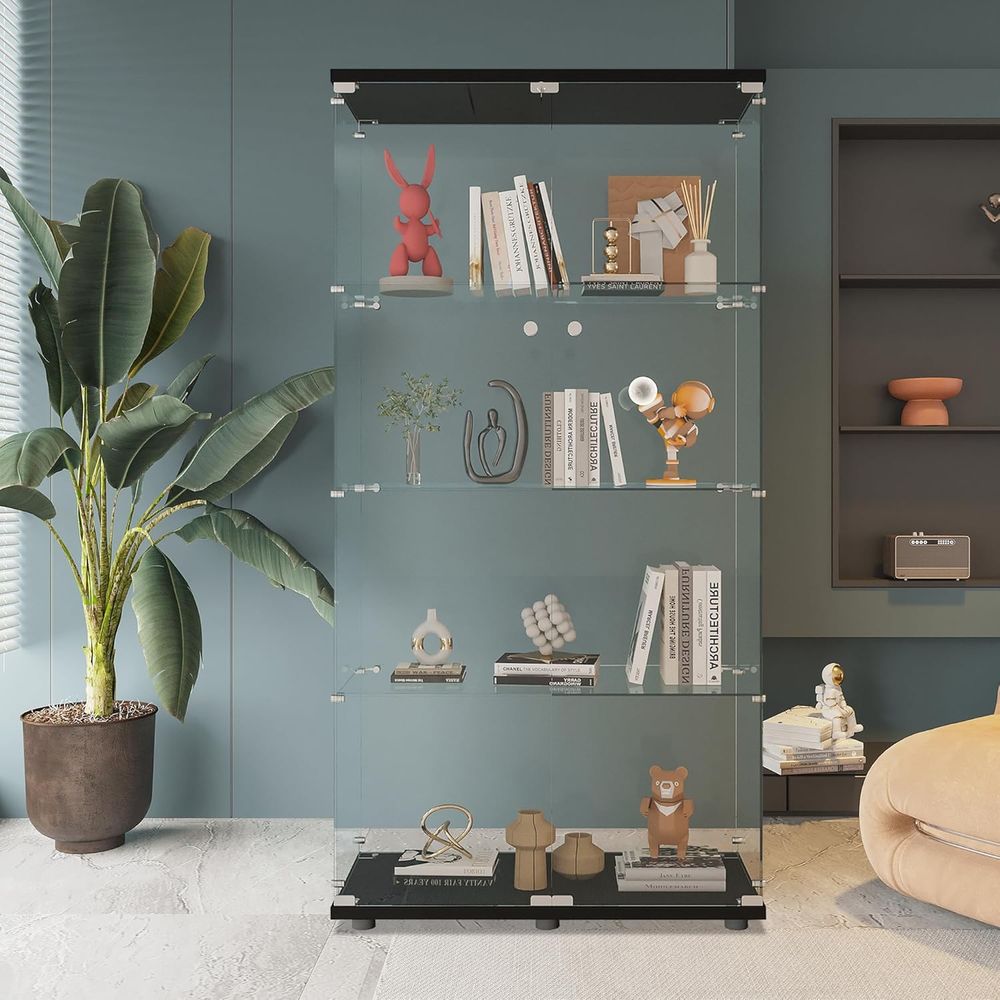 Black Floor Standing Glass Dis - Display Stand Wood 리뷰 및 가격