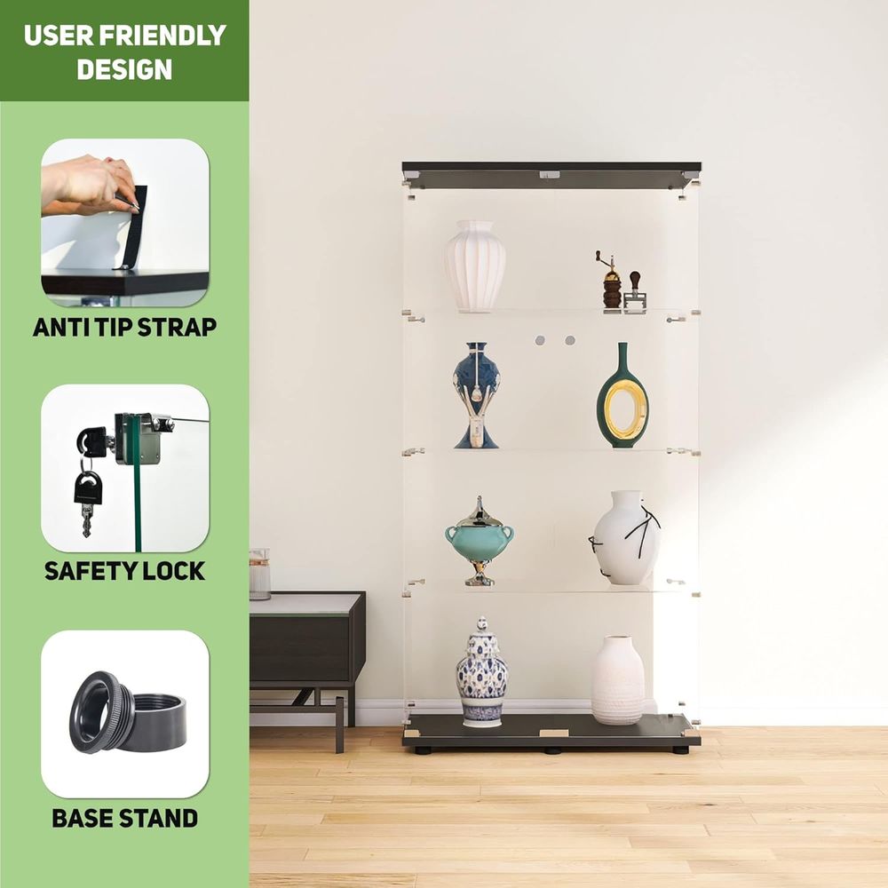 Black Floor Standing Glass Dis - Display Stand Wood 리뷰 및 가격