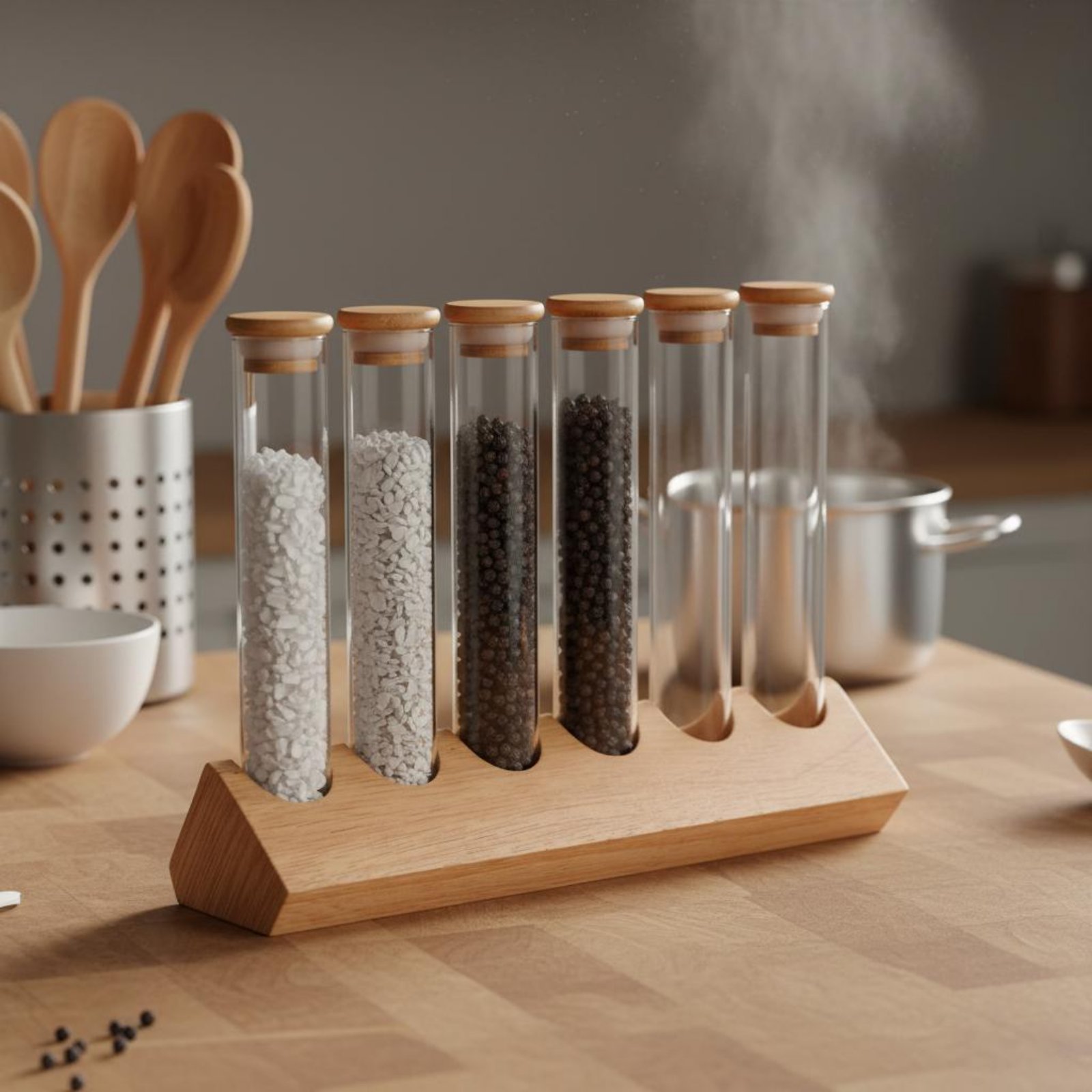 Glass Tube Container Set with  - Display Stand Wood 리뷰 및 가격