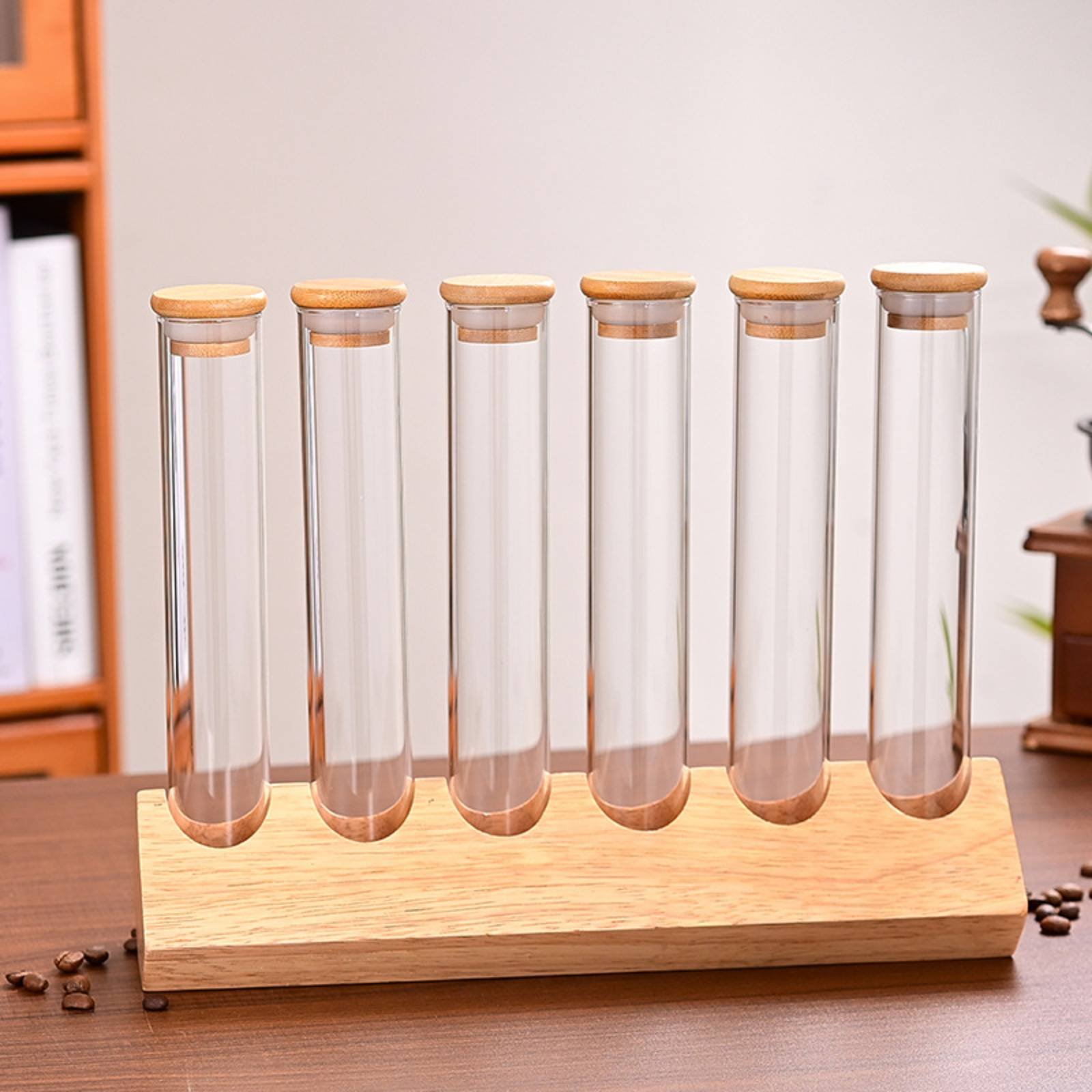 Glass Tube Container Set with  - Display Stand Wood 리뷰 및 가격