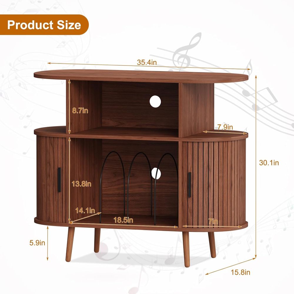 Large Round Vinyl Storage Cabi - Display Stand Wood 리뷰 및 가격