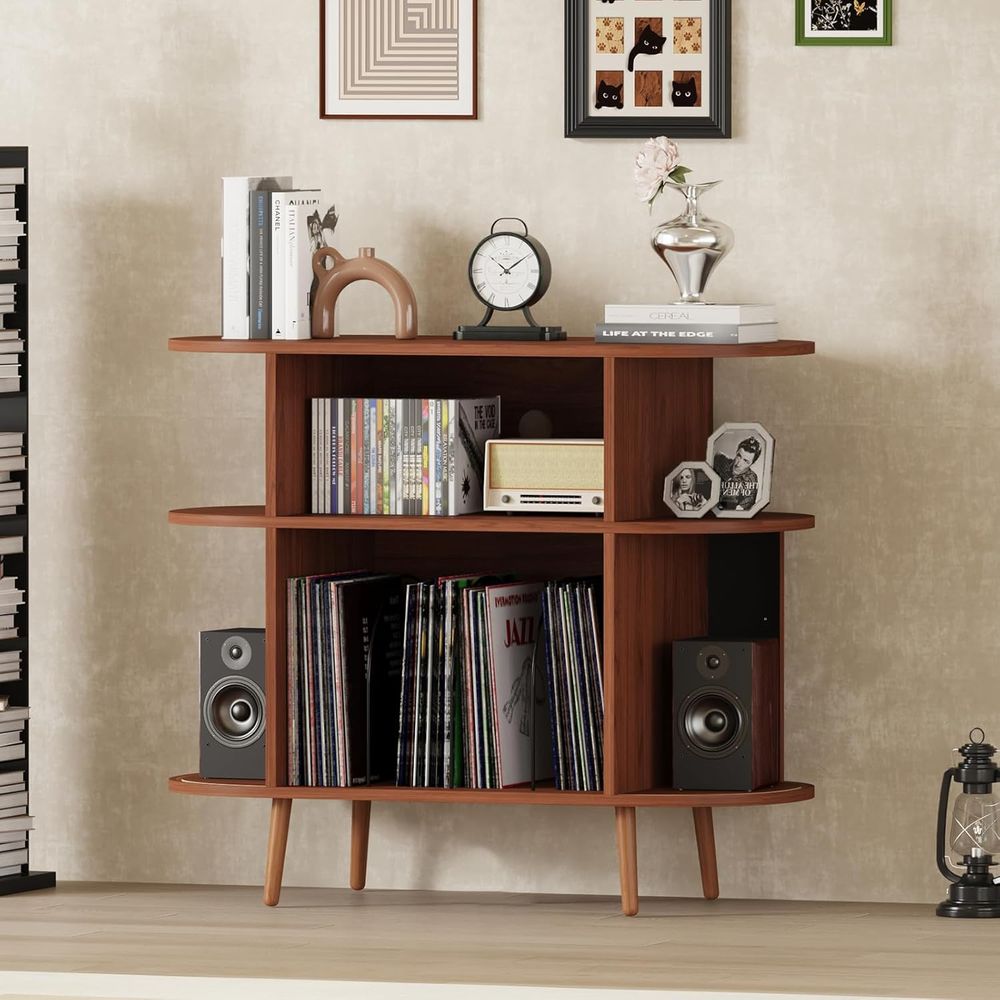 Large Round Vinyl Storage Cabi - Display Stand Wood 리뷰 및 가격