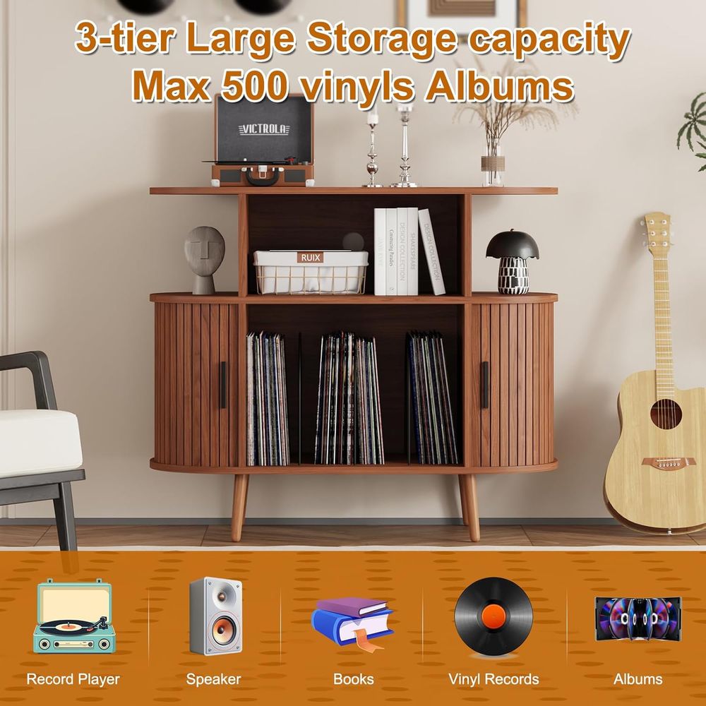 Large Round Vinyl Storage Cabi - Display Stand Wood 리뷰 및 가격