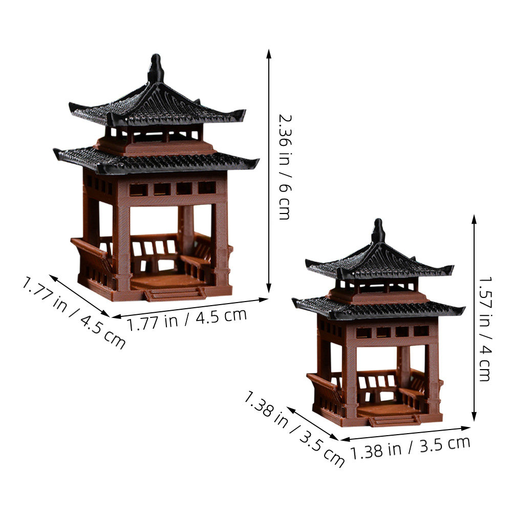 2Pcs Mini Pavilion Statue Anci - Bonsai Garden Landscape Design 리뷰 및 가격